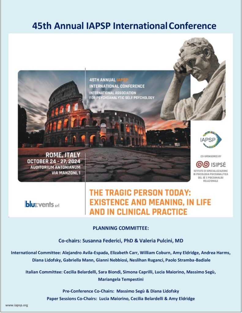 Poster of the 45th Annual IAPSP International Conference "The Tragic Person Today", Rome, 24–27 October 2024